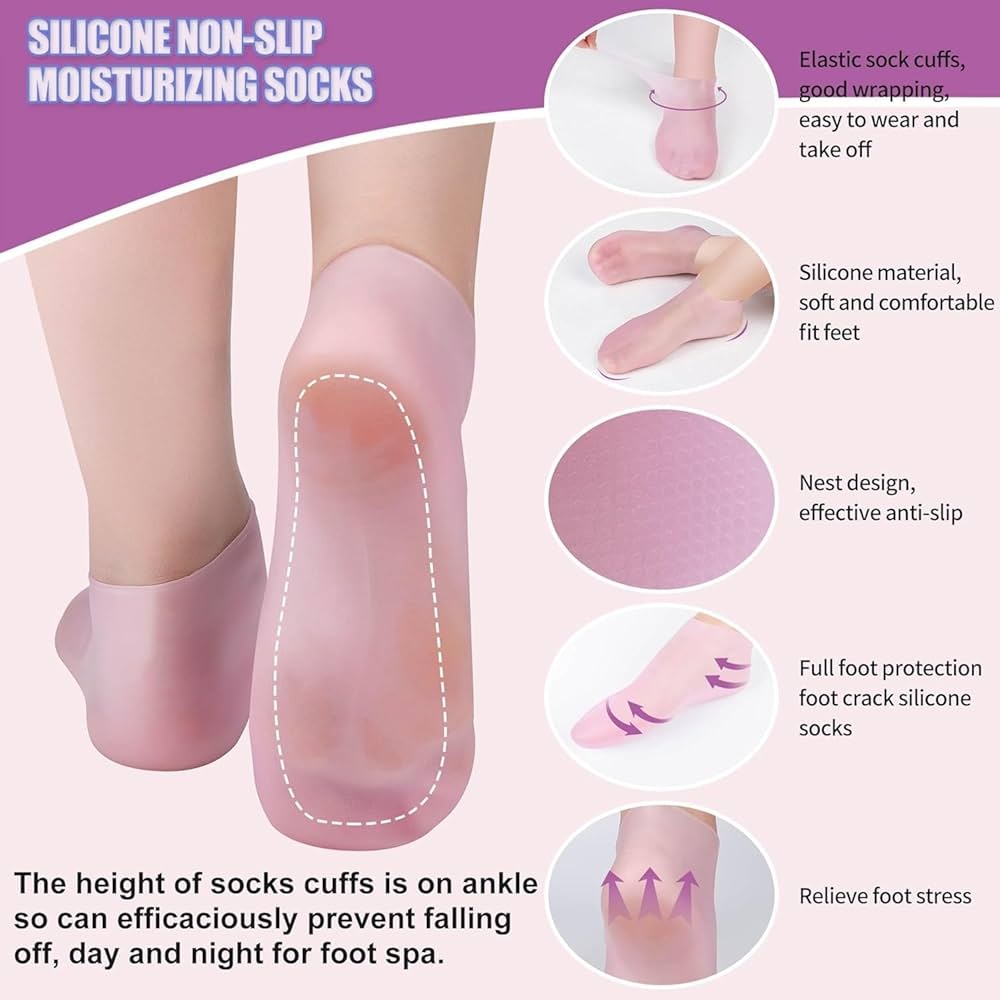 Silicone Gel Moisturizing Foot Socks – Spa Care Socks