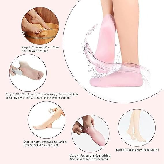 Silicone Gel Moisturizing Foot Socks – Spa Care Socks