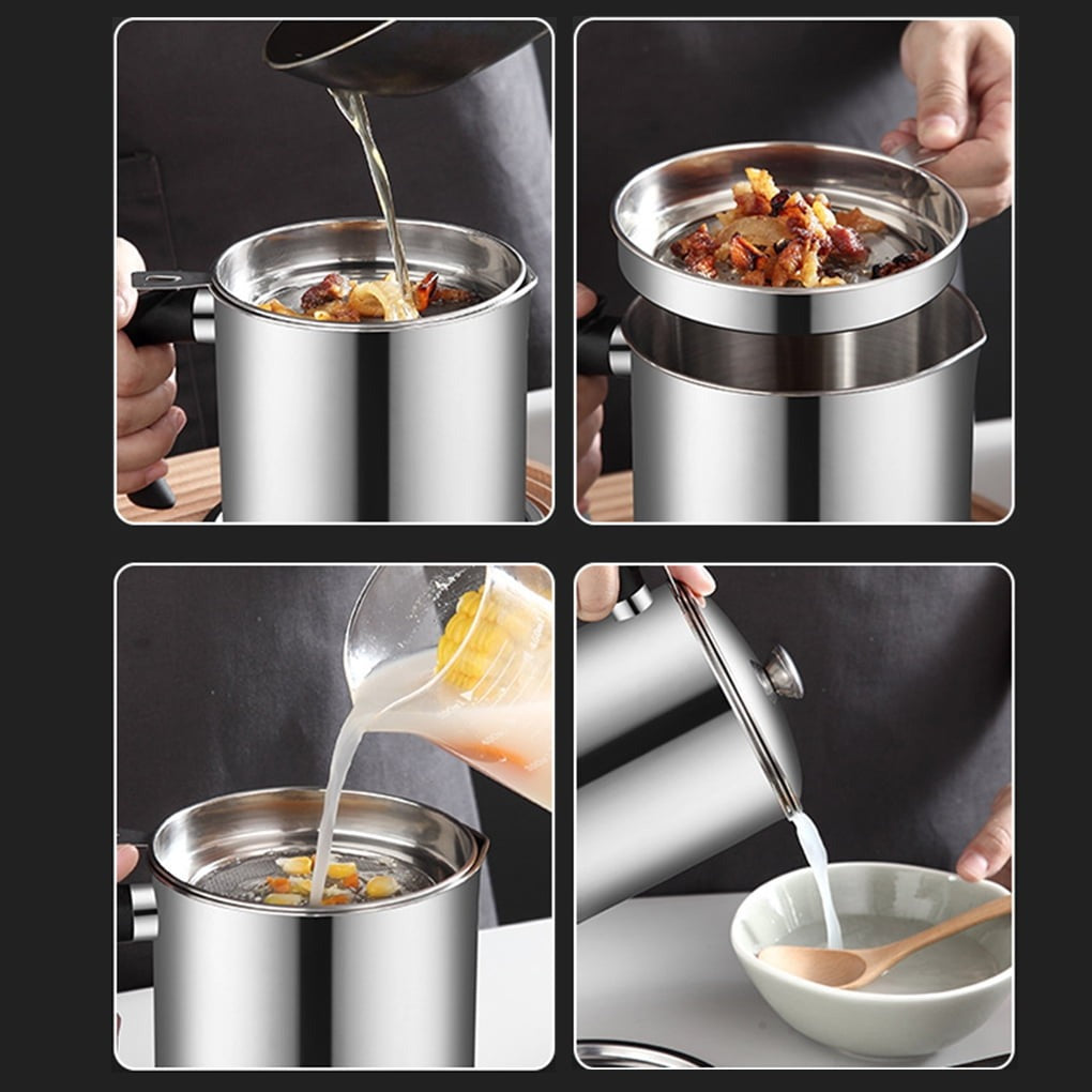 Stainless Steel Oil Filter Pot with Tray – Grease Storage Container
