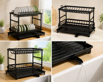 2 Tier Kitchen Dish Drying Rack without spoon holder