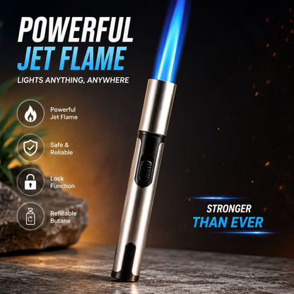 Jet Flame Torch Lighter | Powerful Blue Flame Refillable Gas Lighter