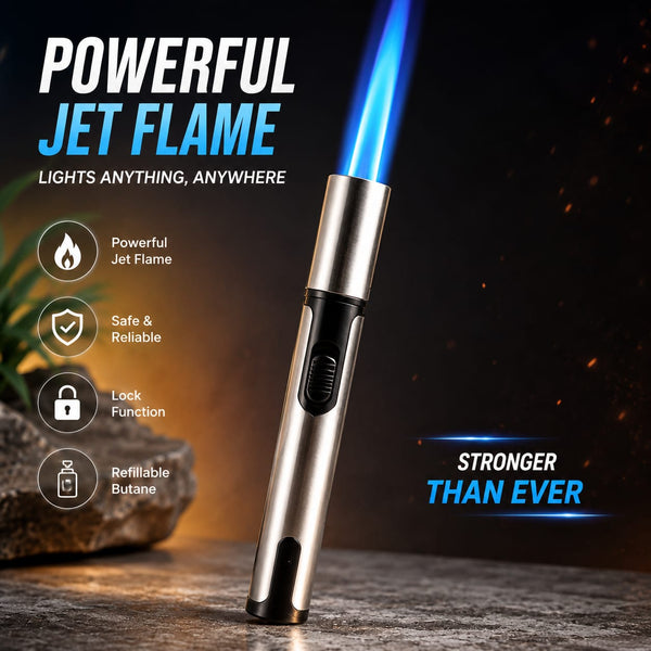 Jet Flame Torch Lighter | Powerful Blue Flame Refillable Gas Lighter