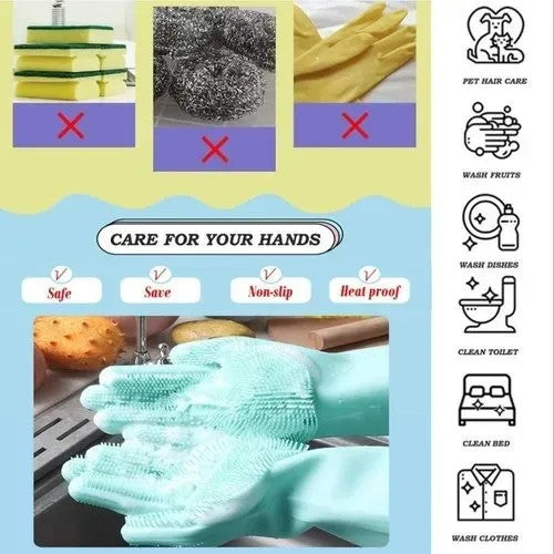 Silicone Magic Washing Gloves – Reusable Cleaning Gloves Pair