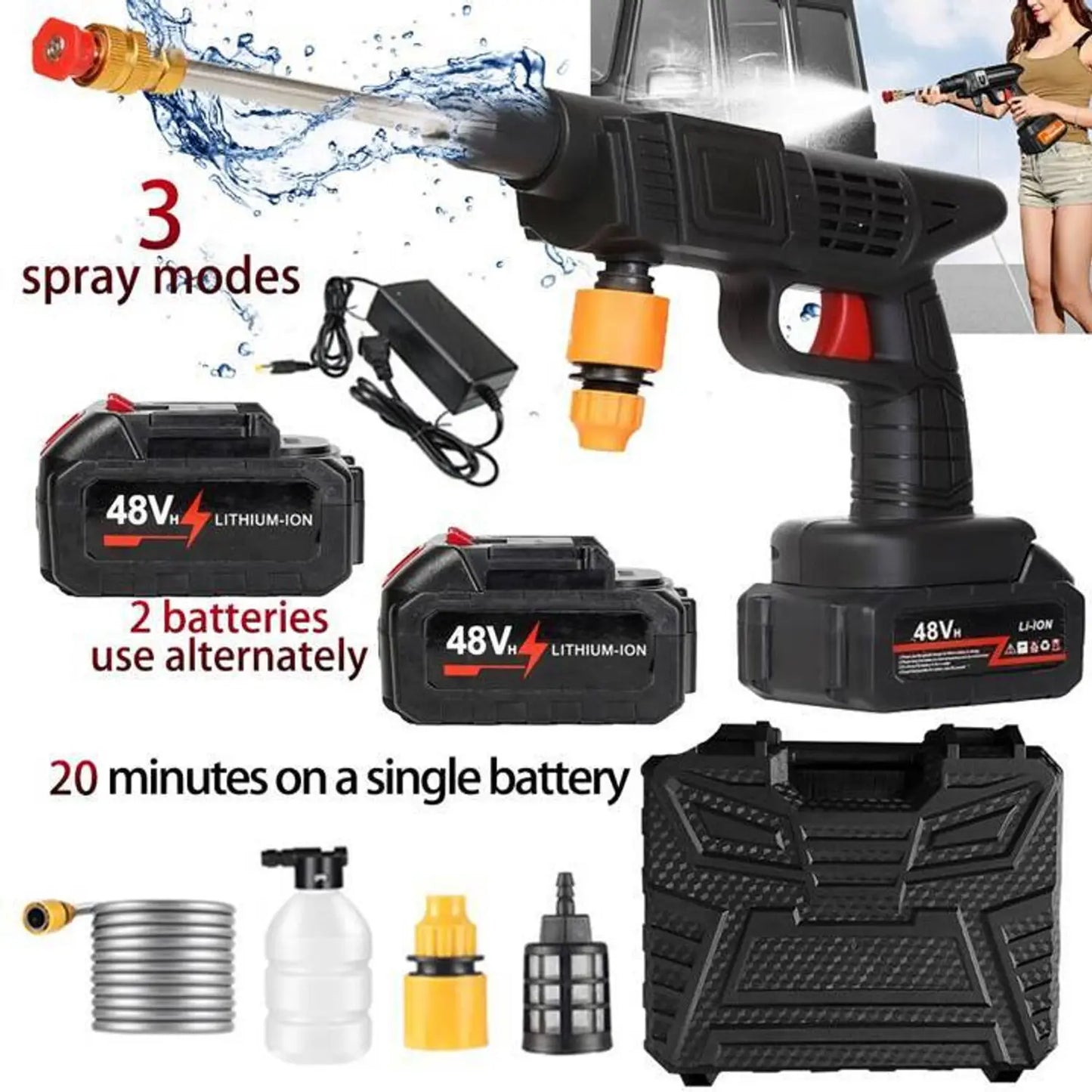 Cordless Pressure Washer with Multi-Function Nozzles  998Vh | Washing Kit