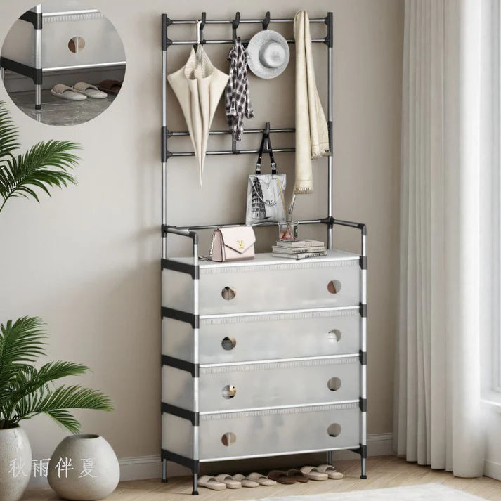 Dust-Proof Multifunctional Coat & Shoes Rack | Heavy-Duty Storage Organizer