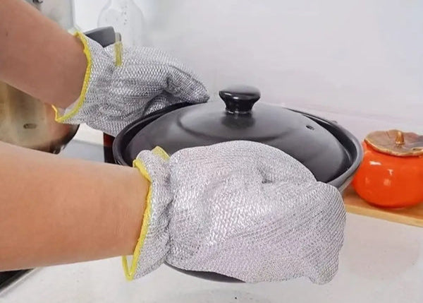 Steel Wire Cleaning Gloves – Durable Scrubbing & Protection Gloves